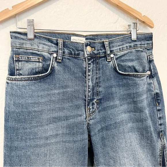 Anthropologie Pilcro Jeans Flare Wide Leg High Rise Pieced Boho Bohemian 28 - Picture 6 of 12